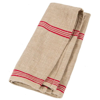 Red and beige striped cotton dinner napkin – Artisan Grove