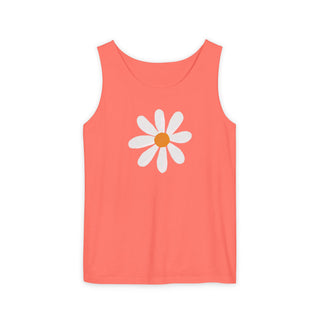 Daisy Flower Tank Top | Minimal Floral Graphic Tank | Summer Cotton Tank | Artisan Grove
