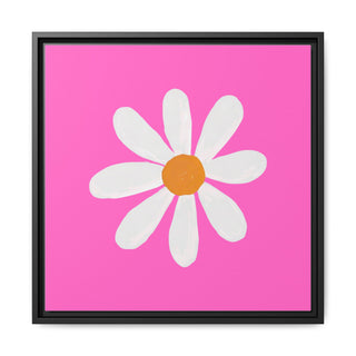 Daisy Pop Framed Canvas Art – Pink Floral Wall Decor