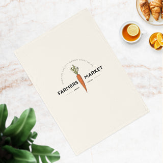 Farmers Market Carrot Cotton Tea Towel — Rustic Kitchen Decor