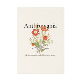 Anthromania Floral Cotton Tea Towel – Vintage Bouquet Kitchen Towel with "Anthromania" Typography
