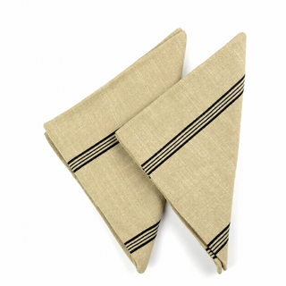 Black and beige striped cotton dinner napkins – Artisan Grove