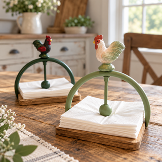 Iron Rooster Napkin Holder