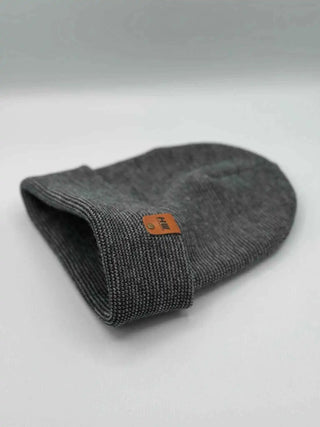 Classic Fusion Cuffed Beanie, Gray and Denim Blue
