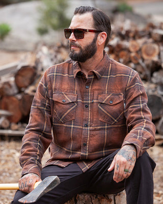 Burnt brown plaid cotton flannel shirt with 5 pockets – Artisan Grove fall layering