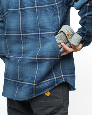 Pale blue plaid cotton flannel shirt with 5 pockets – Artisan Grove fall layering