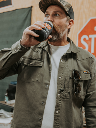 Dusty olive heavyweight pearl snap twill shirt – Artisan Grove