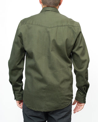 Dusty olive heavyweight pearl snap twill shirt – Artisan Grove