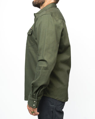 Dusty olive heavyweight pearl snap twill shirt – Artisan Grove