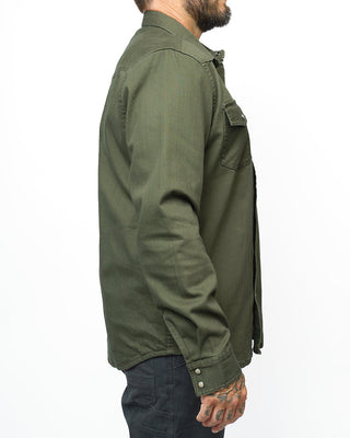 Dusty olive heavyweight pearl snap twill shirt – Artisan Grove