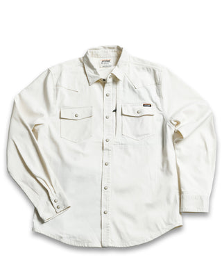 Natural cream heavyweight pearl snap twill shirt – Artisan Grove