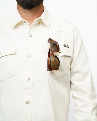 Natural cream heavyweight pearl snap twill shirt – Artisan Grove