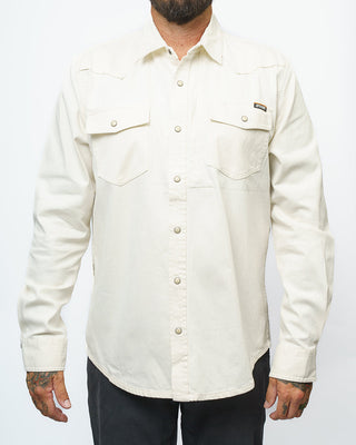 Natural cream heavyweight pearl snap twill shirt – Artisan Grove