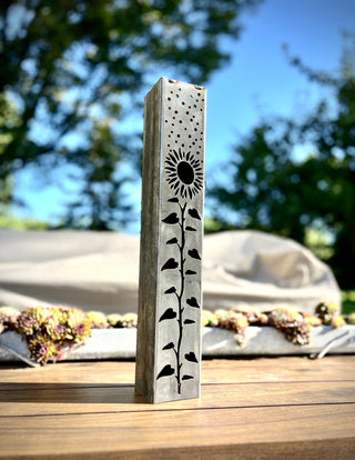 Sunflowers Under the Stars Luminary Pillars w/ Solar Cap