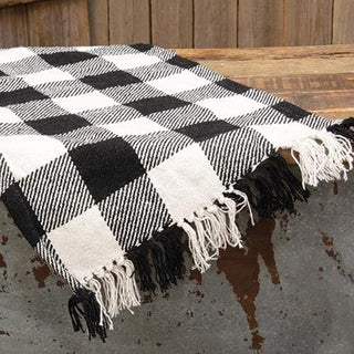 Black and white buffalo check long table runner