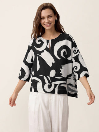 Linen Layered Asymmetric Top NOREEN