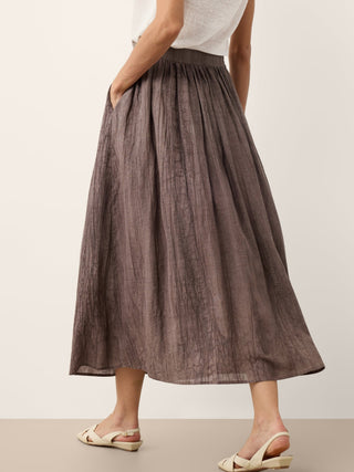 Linen Textured Pleated Waist Skirt ROSAMUND