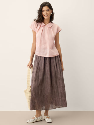 Linen Textured Pleated Waist Skirt ROSAMUND