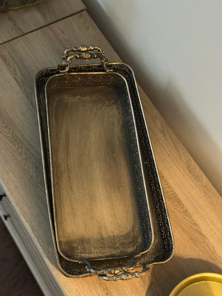 Ornate Vintage-Style Filigree Serving Trays, Set of 2