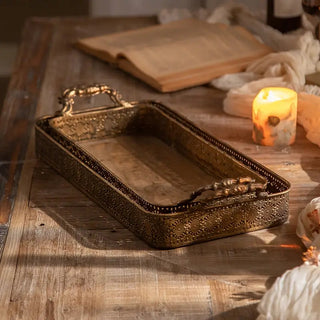 Ornate Vintage-Style Filigree Serving Trays, Set of 2
