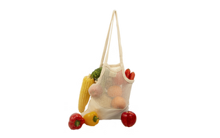 Cotton mesh and fabric tote bag