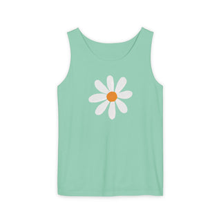 Mint green tank top with a white daisy design Artisan Grove. 