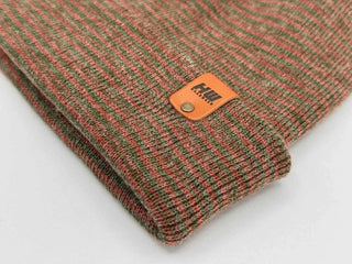 Patented H Stitch Contrast Cuffed Beanie, Burgundy and Green