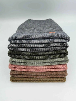 Patented H Stitch Fusion Cuffed Beanie, Burgundy and Green