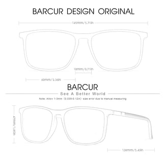 BARCUR Polarized Square Frame Sunglasses for Men and Women – Timeless Fashion UV400 Wave Point Design Casual Style Durable PC Eyewear for Summer Outdoor Driving Travel and Gift Giving