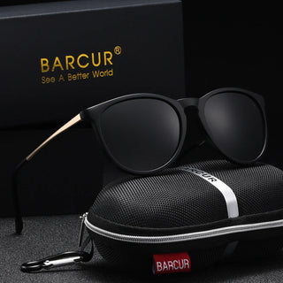 BARCUR Retro Circular Polarized Sunglasses for Women – Fashion Travel UV400 Protection TAC Lens – Durable Comfortable Plastic Titanium Frame Stylish Summer Eyewear – Trendy Mirror Lens Gift Box Included
