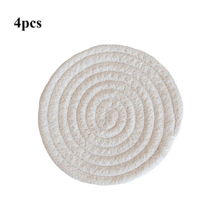 4pcs Woven Absorbent Coaster Set High-Temperature Resistant Cup Pad for Coffee Tea Drinks