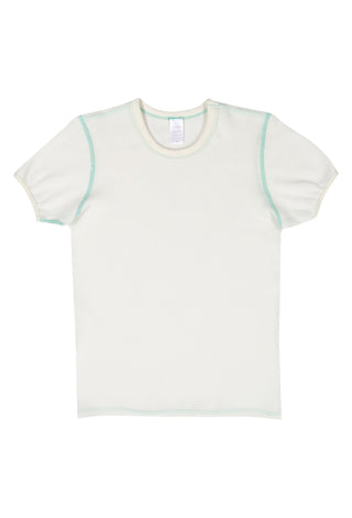Organic Cotton Thermal Surplus Tee - Natural/Marine Green