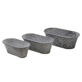 Oval Basketweave Planters, Set of 3