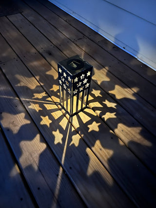 Patriotic USA Flag Steel Solar Luminary Lantern | 10.5 in.
