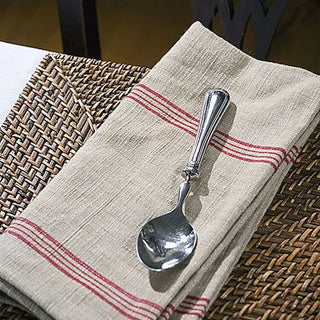 Red striped cotton cloth napkin with silver spoon – Artisan Grove