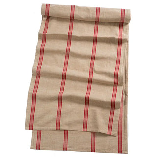 Red striped cotton table runner detail – Artisan Grove