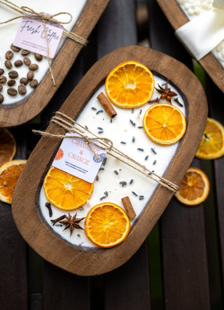 Farmhouse Fruit Scented Soy Candle in Orange Dough Bowl -Great Gift Idea