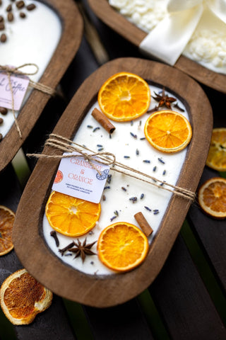 Farmhouse Fruit Scented Soy Candle in Orange Dough Bowl -Great Gift Idea