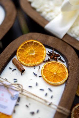 Farmhouse Fruit Scented Soy Candle in Orange Dough Bowl -Great Gift Idea