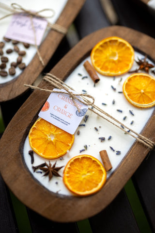 Farmhouse Fruit Scented Soy Candle in Orange Dough Bowl -Great Gift Idea