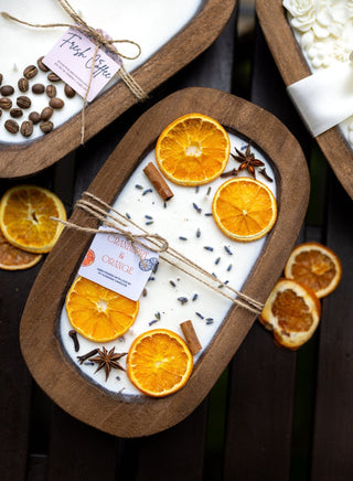 Farmhouse Fruit Scented Soy Candle in Orange Dough Bowl -Great Gift Idea