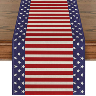Independence Day Linen Burlap Table Bunting