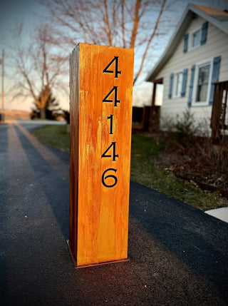 Wide Profile Home Address Solar Pillar - Steel