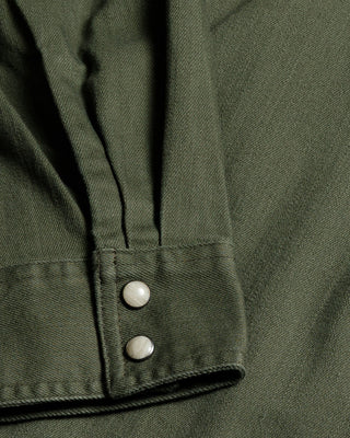 Dusty olive heavyweight pearl snap twill shirt – Artisan Grove